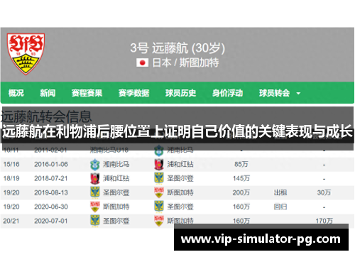 远藤航在利物浦后腰位置上证明自己价值的关键表现与成长
